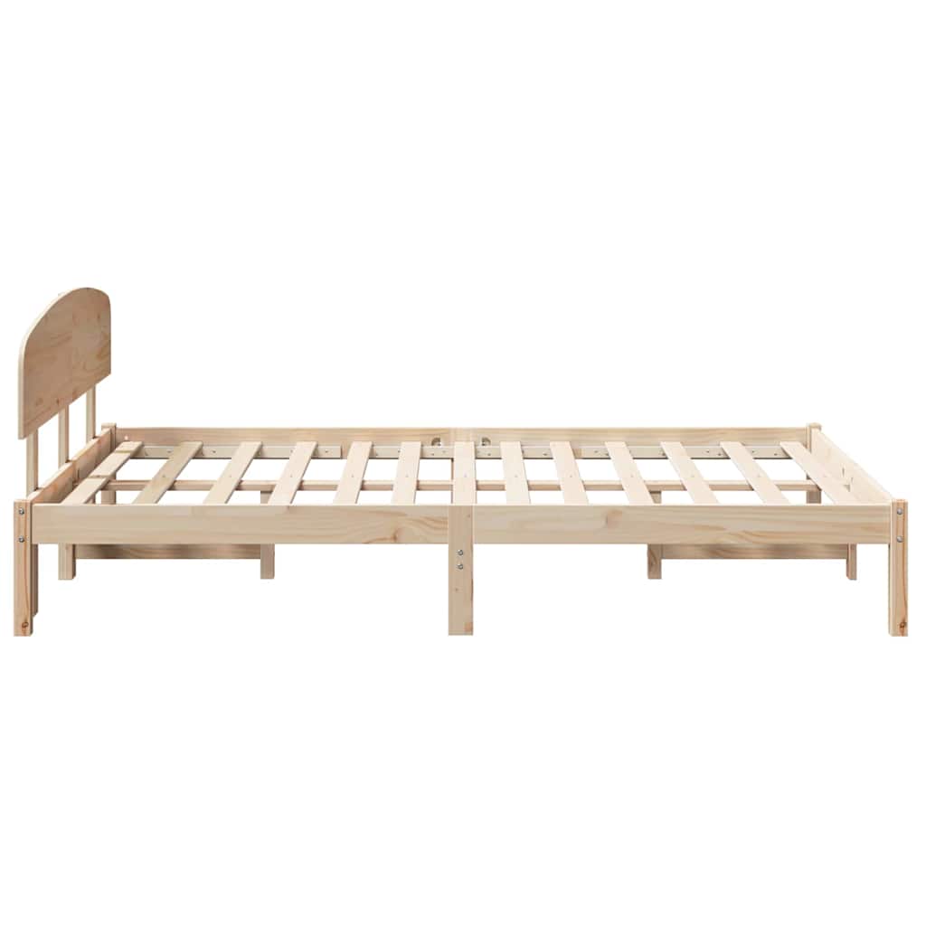 Bettgestell mit Kopfteil Braun 135 x 190 cm Massivholz Kiefer