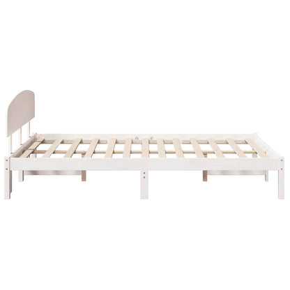 Bettgestell mit Kopfteil Weiß 135 x 190 cm Massivholz Kiefer