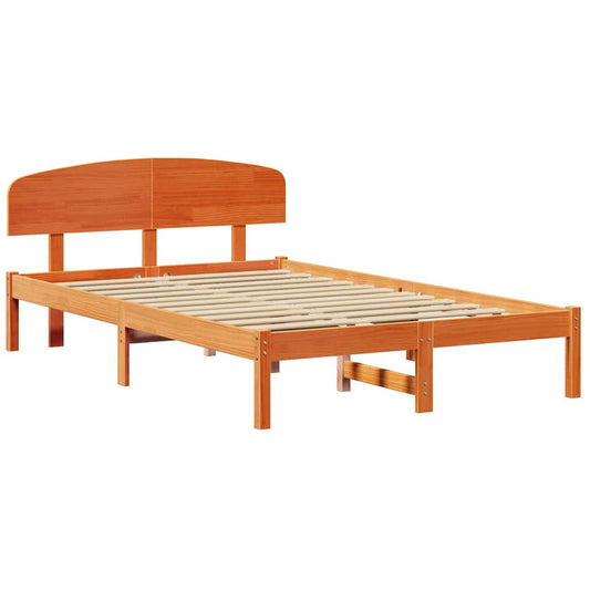 Bettgestell mit Kopfteil Braun 120 x 190 cm Massivholz Kiefer