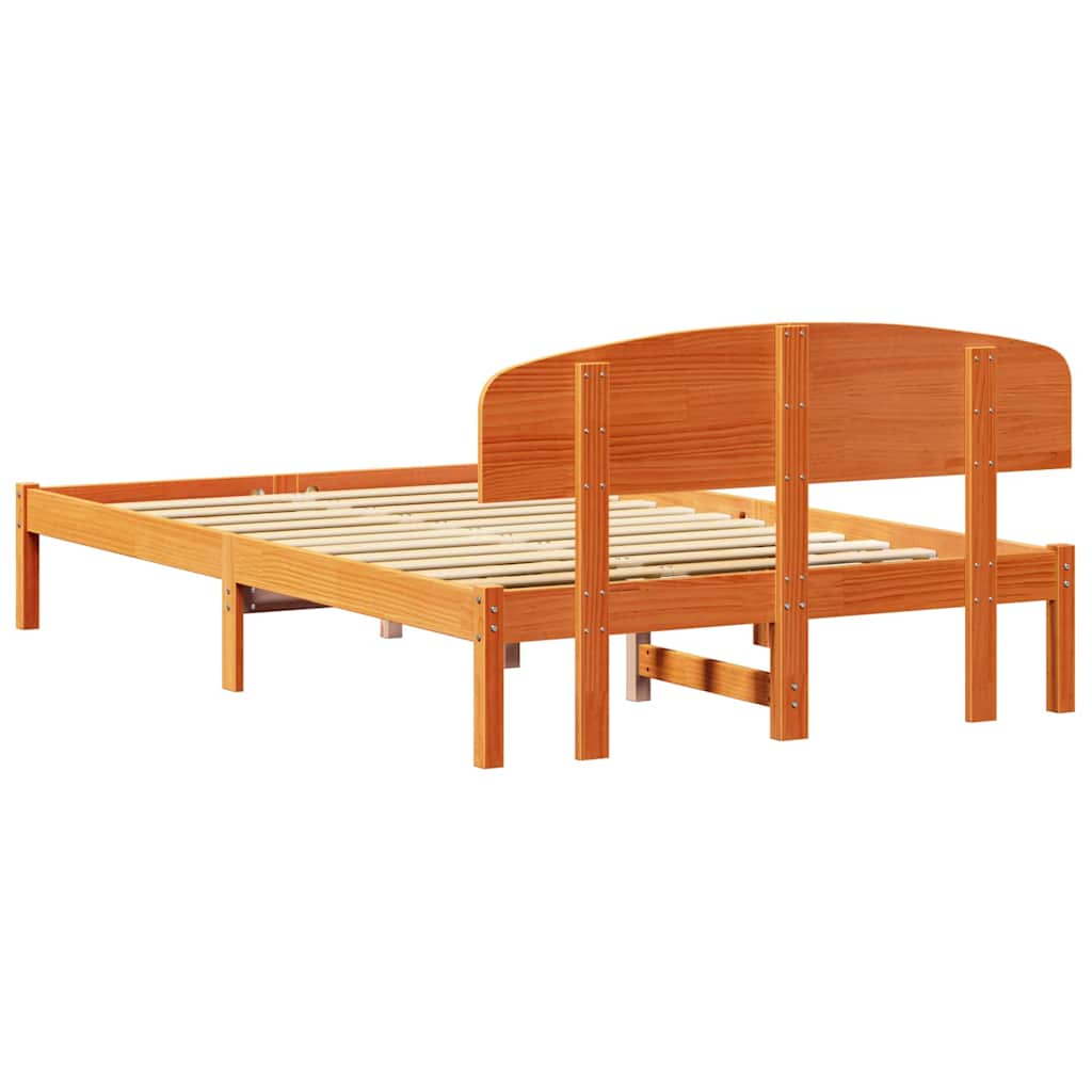 Bettgestell mit Kopfteil Braun 120 x 190 cm Massivholz Kiefer