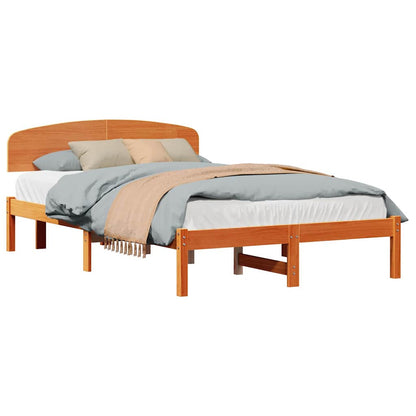 Bettgestell mit Kopfteil Braun 120 x 190 cm Massivholz Kiefer