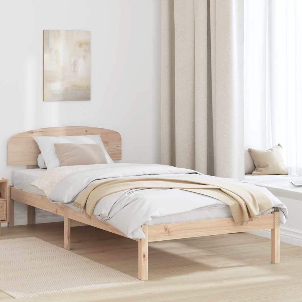 Bettgestell mit Kopfteil Braun 100 x 200 cm Massivholz Kiefer