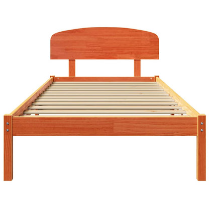 Bettgestell mit Kopfteil Braun 90 x 200 cm Massivholz Kiefer