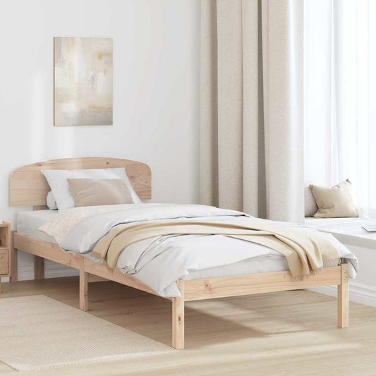 Bettgestell mit Kopfteil Braun 90 x 190 cm Massivholz Kiefer