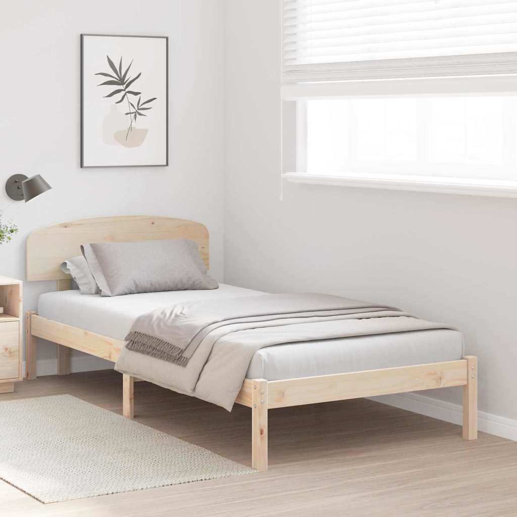Bettgestell mit Kopfteil Braun 90 x 190 cm Massivholz Kiefer