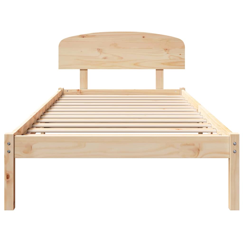 Bettgestell mit Kopfteil Braun 90 x 190 cm Massivholz Kiefer