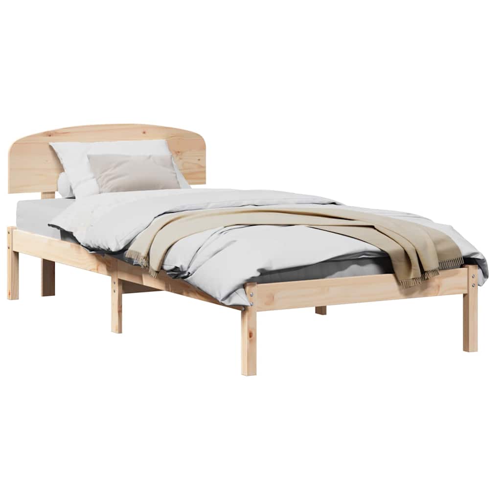 Bettgestell mit Kopfteil Braun 90 x 190 cm Massivholz Kiefer