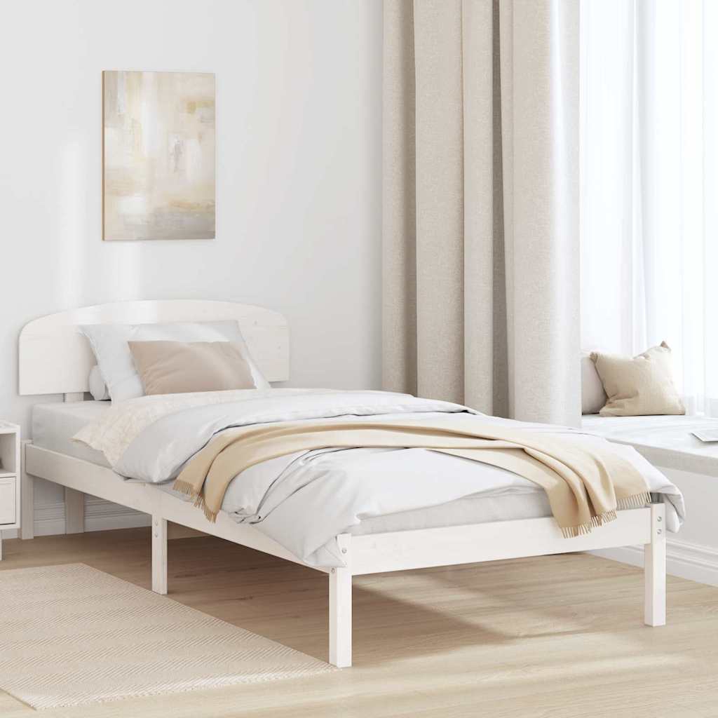 Bettgestell mit Kopfteil Weiß 90 x 190 cm Massivholz Kiefer