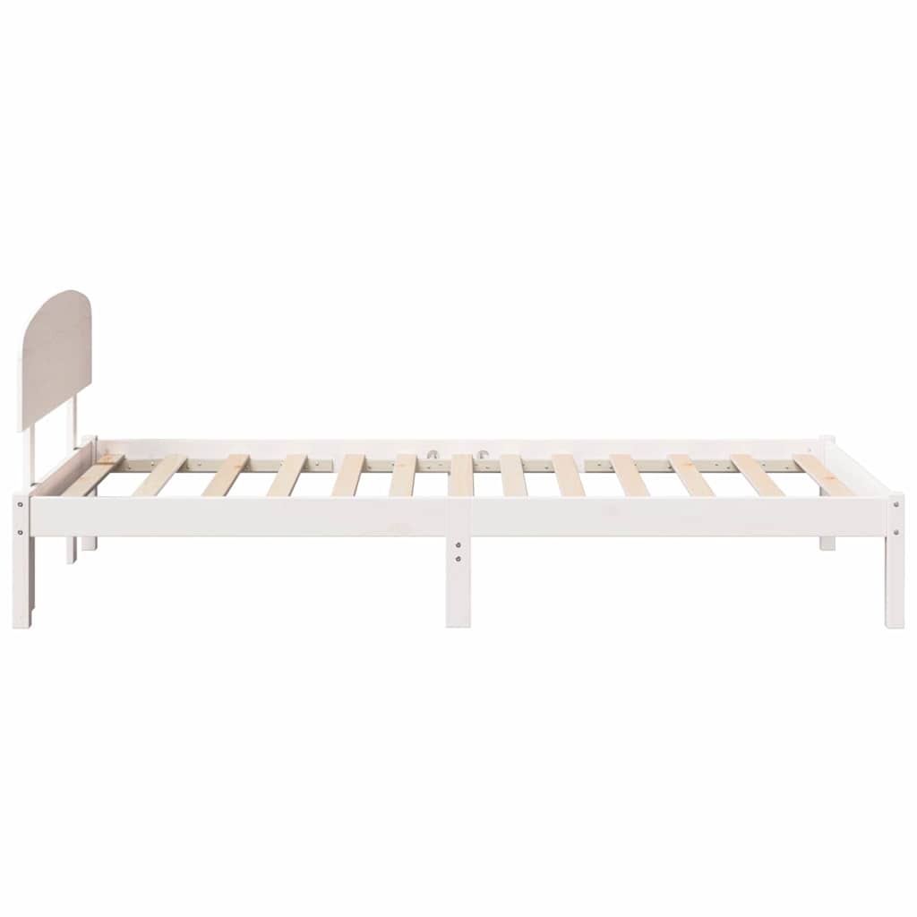 Bettgestell mit Kopfteil Weiß 90 x 190 cm Massivholz Kiefer