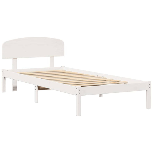 Bettgestell mit Kopfteil Weiß 75 x 190 cm Massivholz Kiefer