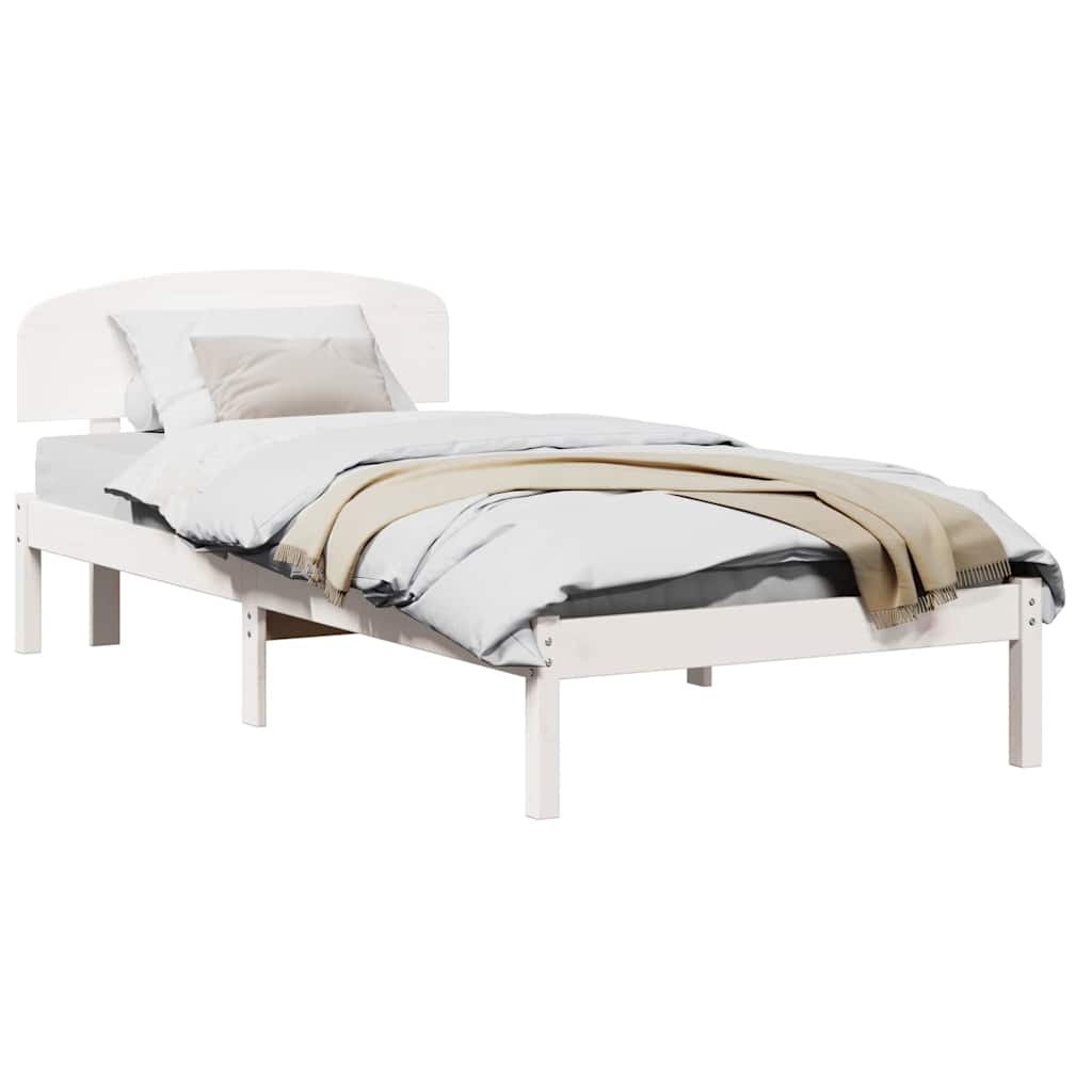 Bettgestell mit Kopfteil Weiß 75 x 190 cm Massivholz Kiefer
