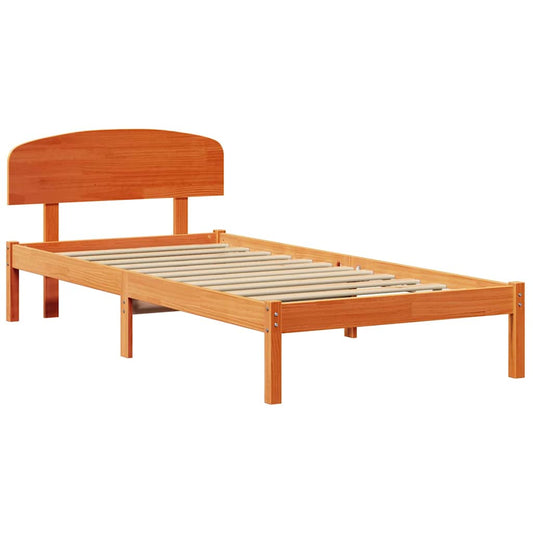 Bettgestell mit Kopfteil Braun 75 x 190 cm Massivholz Kiefer