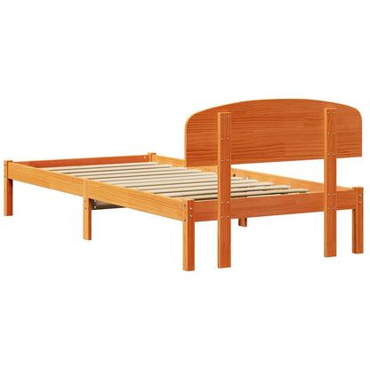 Bettgestell mit Kopfteil Braun 75 x 190 cm Massivholz Kiefer