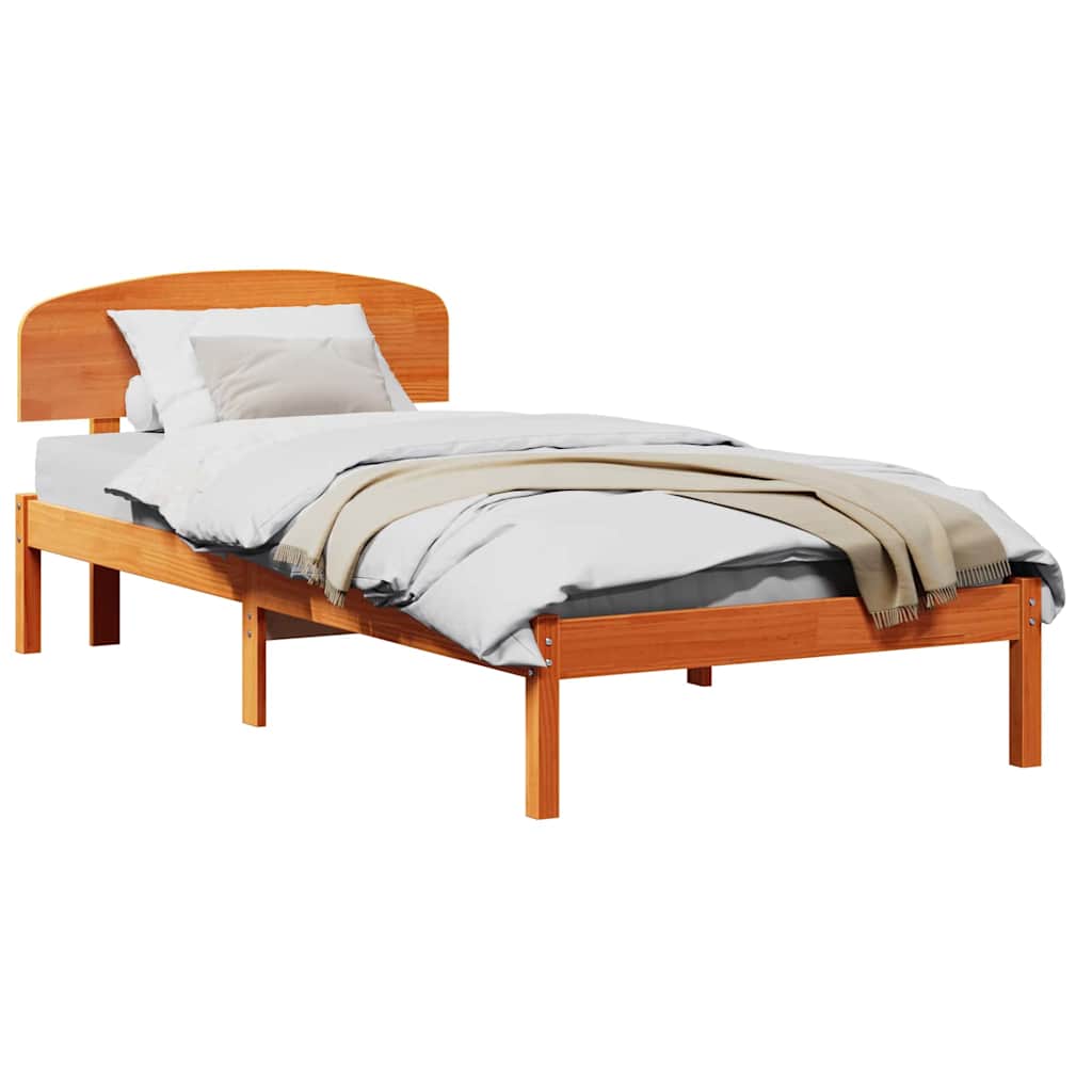 Bettgestell mit Kopfteil Braun 75 x 190 cm Massivholz Kiefer