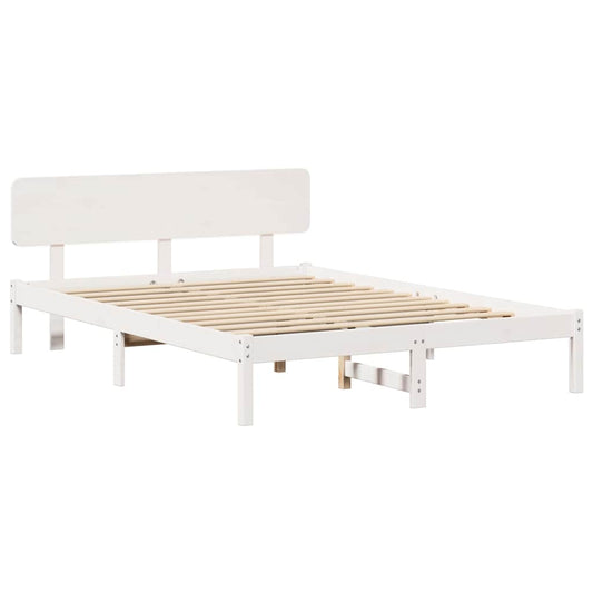 Bettgestell mit Kopfteil Weiß 200 x 200 cm