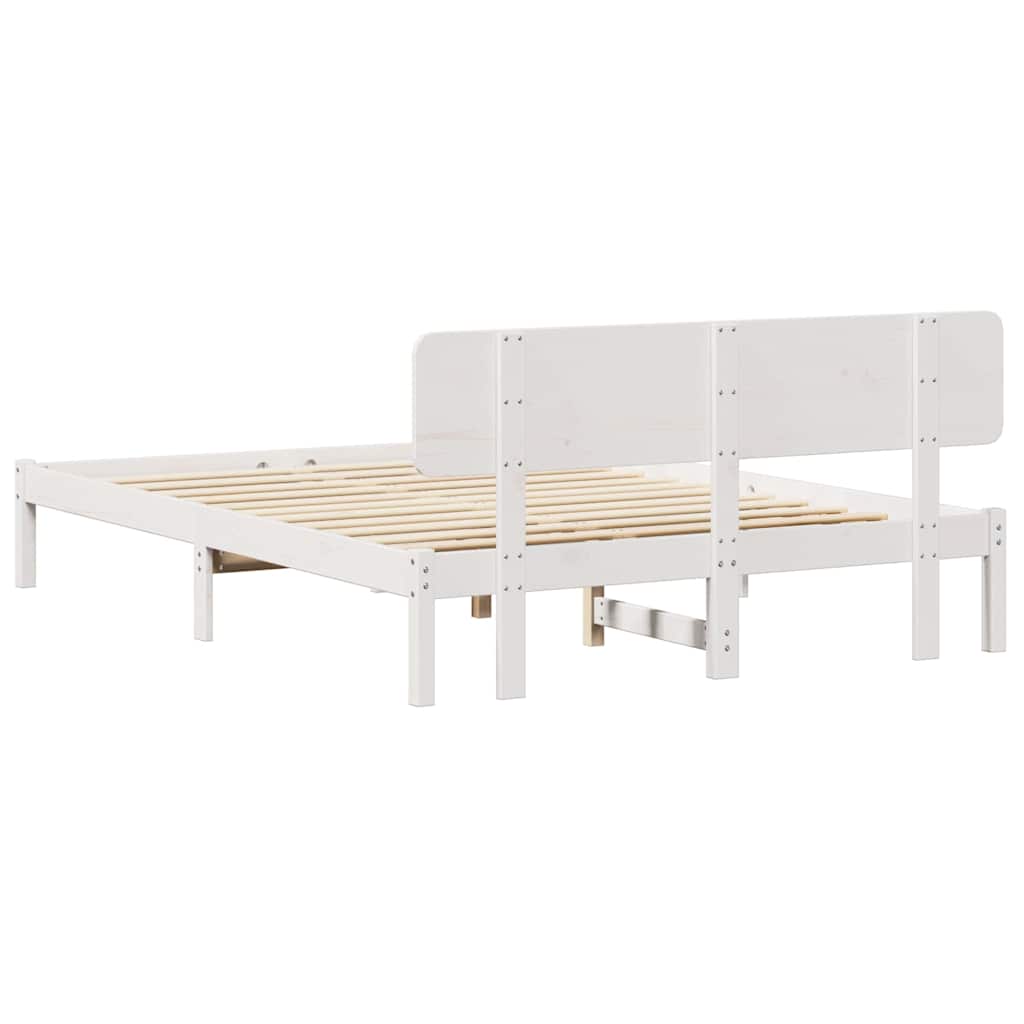 Bettgestell mit Kopfteil Weiß 200 x 200 cm