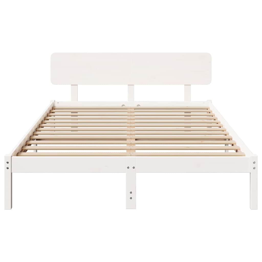 Bettgestell mit Kopfteil Weiß 200 x 200 cm