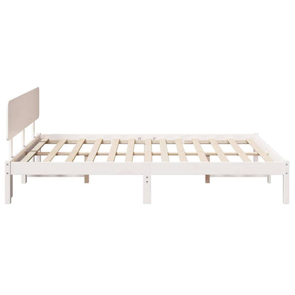 Bettgestell mit Kopfteil Weiß 200 x 200 cm