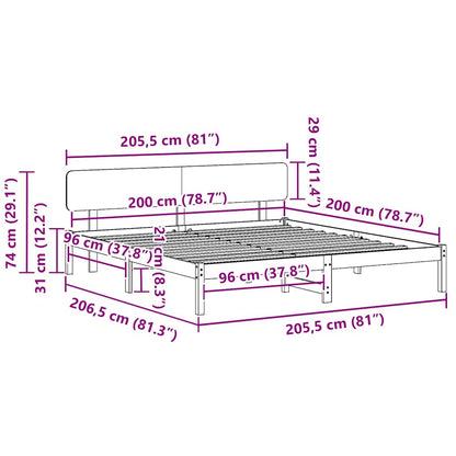 Bettgestell mit Kopfteil Wachsbraun 200 x 200 cm