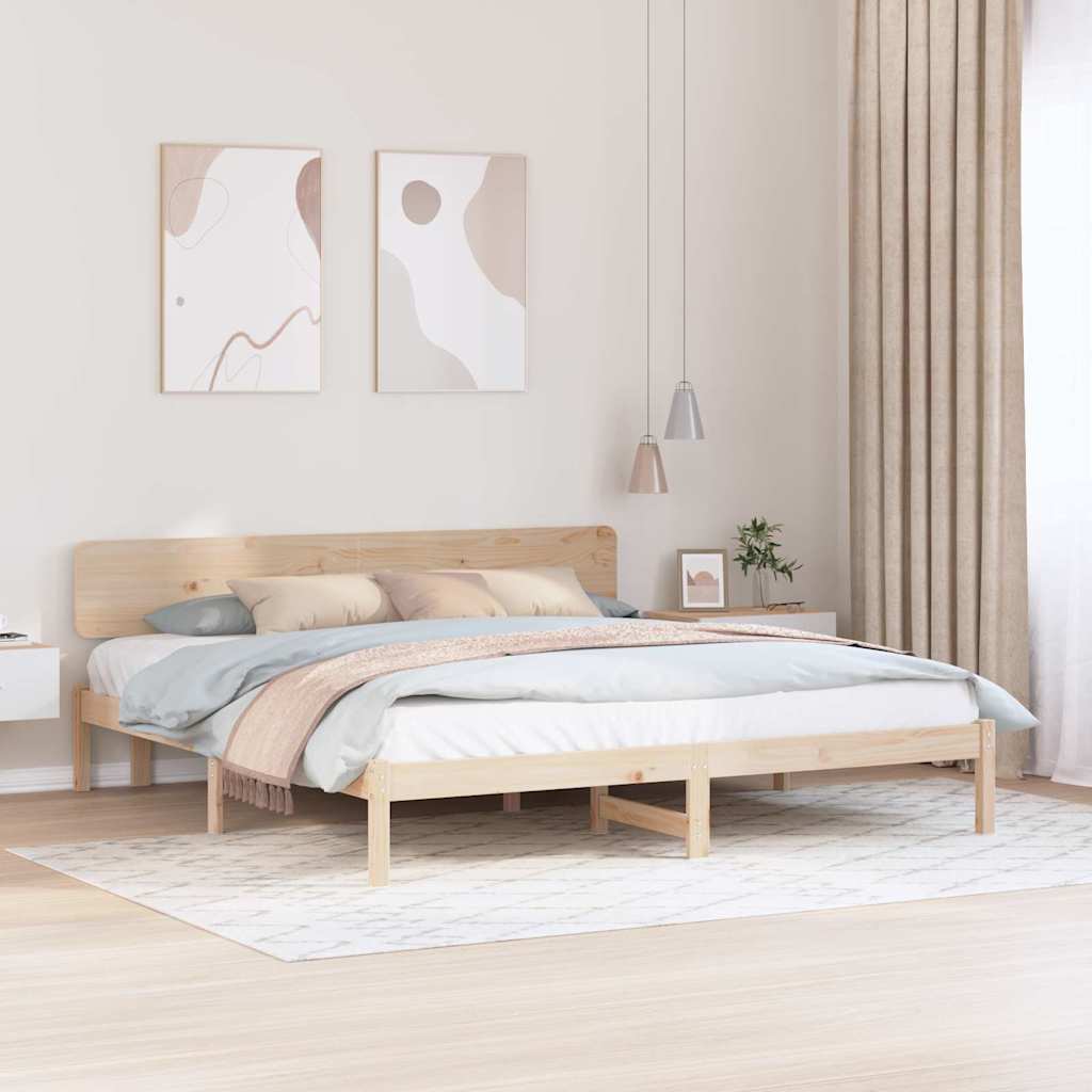 Bettgestell mit Kopfteil Natur 180 x 200 cm
