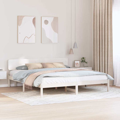 Bettgestell mit Kopfteil Weiß 180 x 200 cm