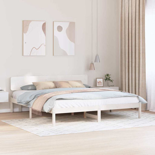 Bettgestell mit Kopfteil Weiß 180 x 200 cm