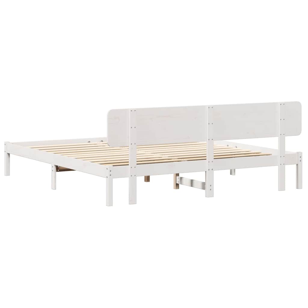Bettgestell mit Kopfteil Weiß 180 x 200 cm