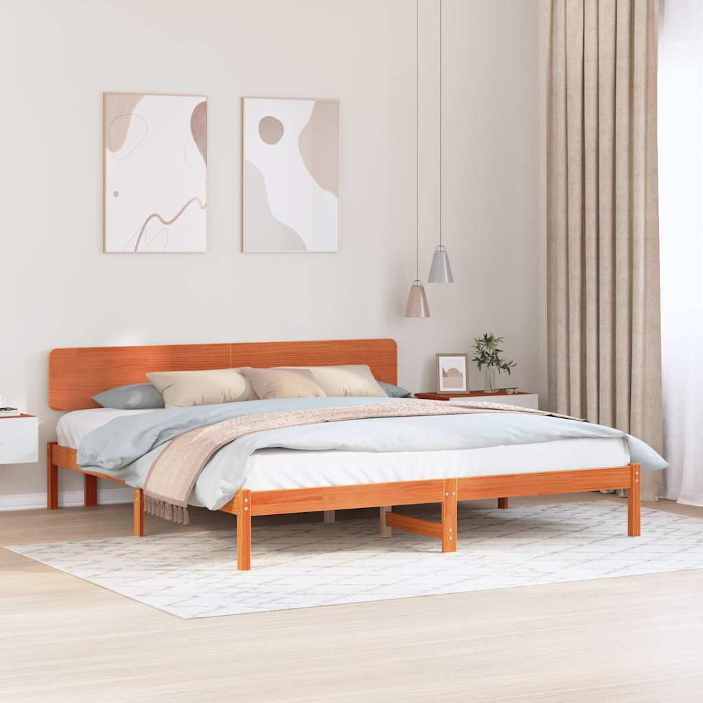 Bettgestell mit Kopfteil Wachsbraun 180 x 200 cm