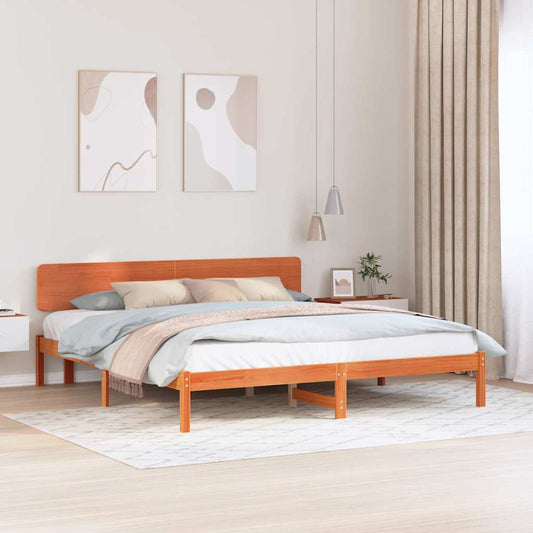 Bettgestell mit Kopfteil Wachsbraun 180 x 200 cm