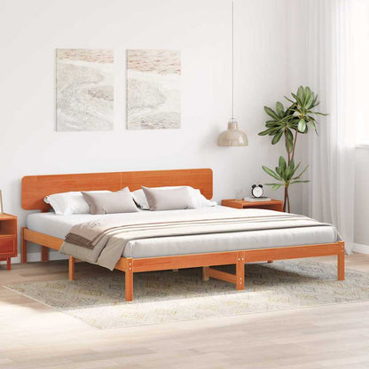 Bettgestell mit Kopfteil Wachsbraun 180 x 200 cm