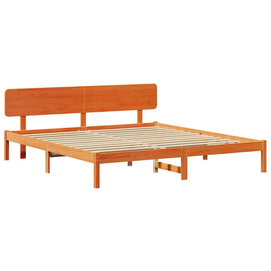 Bettgestell mit Kopfteil Wachsbraun 180 x 200 cm