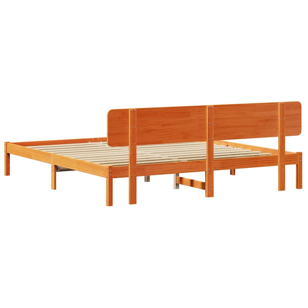 Bettgestell mit Kopfteil Wachsbraun 180 x 200 cm