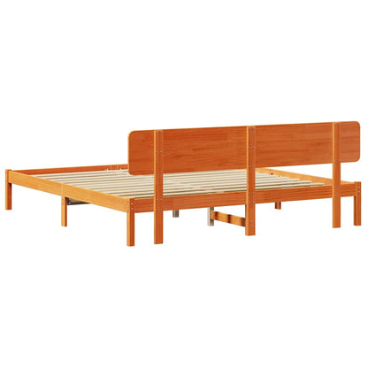 Bettgestell mit Kopfteil Wachsbraun 180 x 200 cm