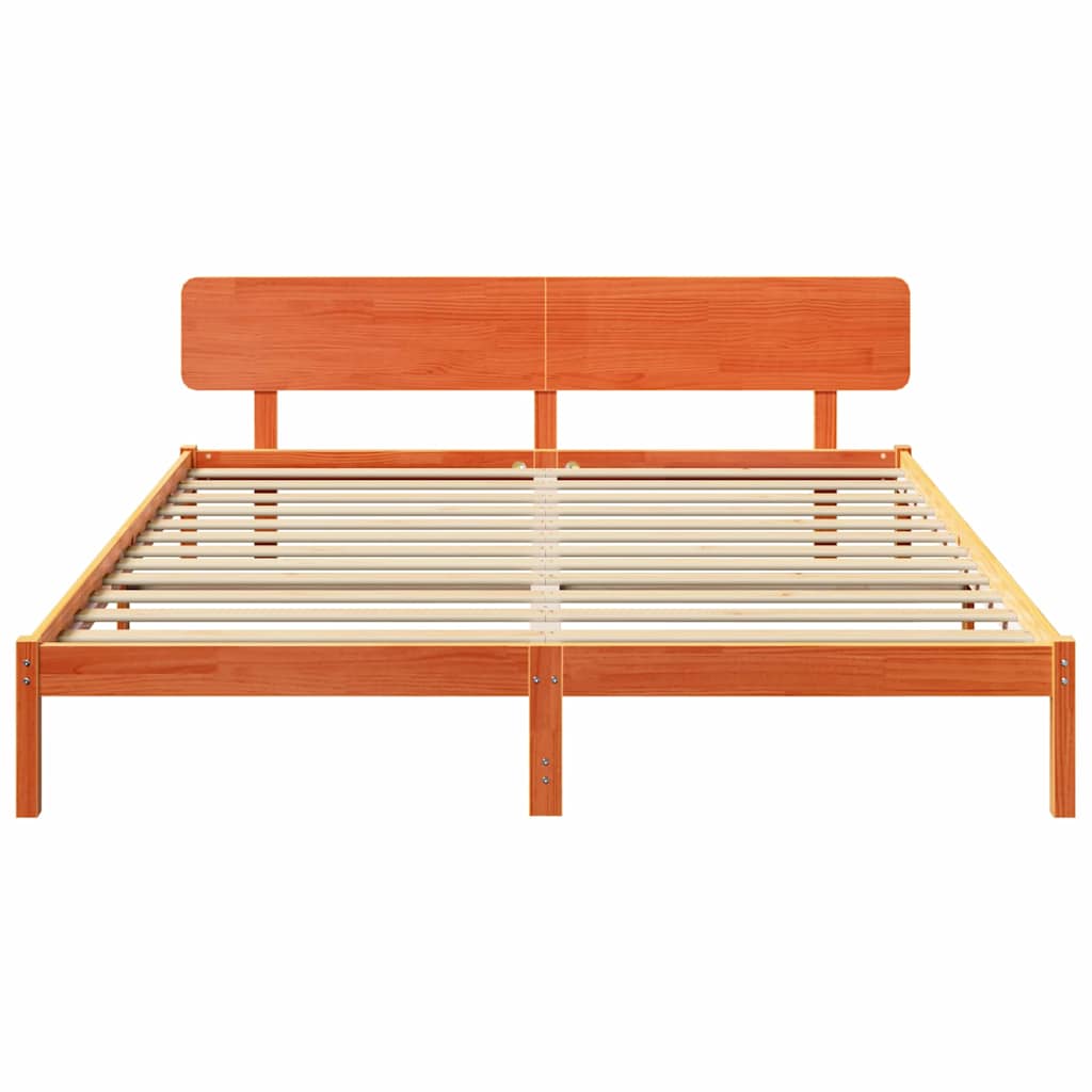 Bettgestell mit Kopfteil Wachsbraun 180 x 200 cm