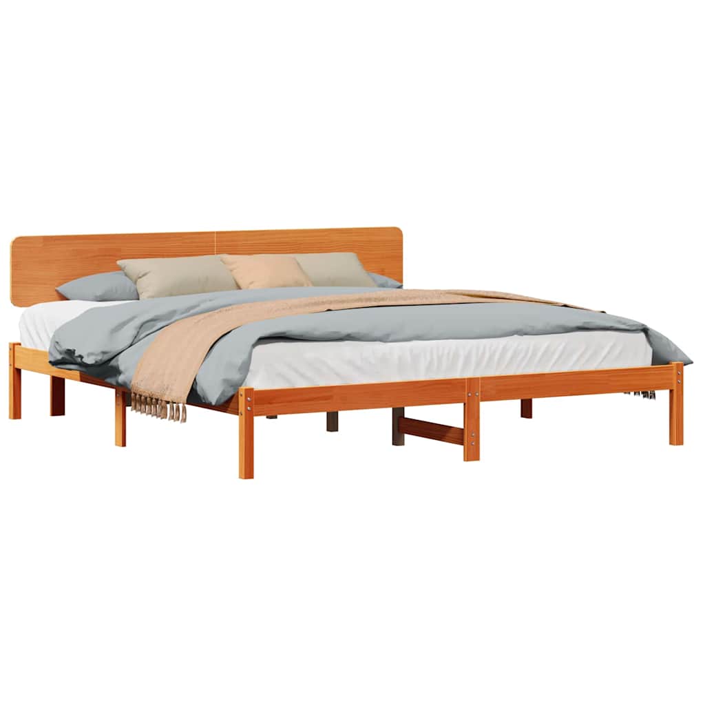 Bettgestell mit Kopfteil Wachsbraun 180 x 200 cm