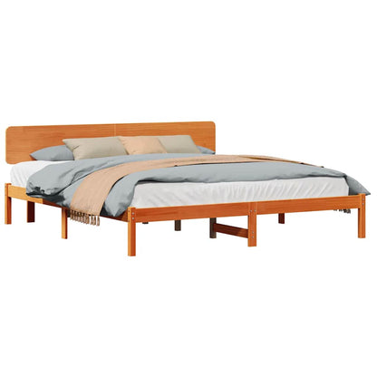Bettgestell mit Kopfteil Wachsbraun 180 x 200 cm