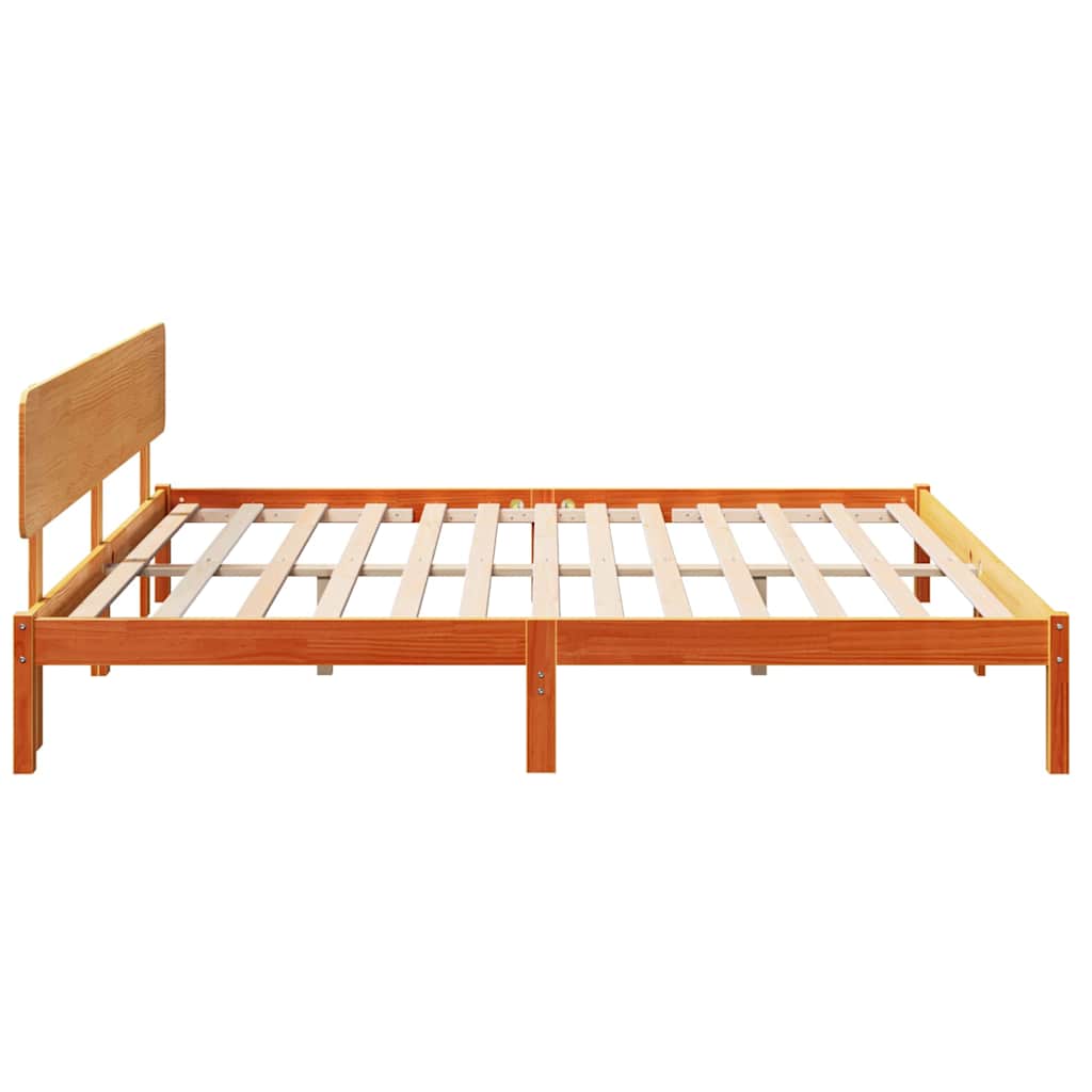 Bettgestell mit Kopfteil Wachsbraun 180 x 200 cm