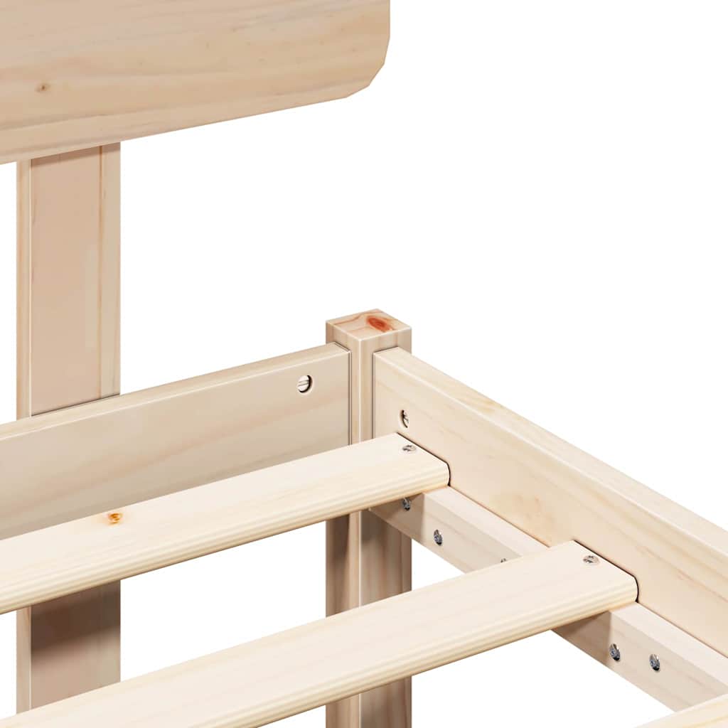 Bettrahmen mit Kopfteil Natur 160 x 200 cm Massives Kiefernholz