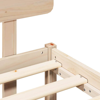 Bettrahmen mit Kopfteil Natur 160 x 200 cm Massives Kiefernholz