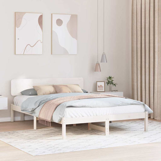 Bettgestell mit Kopfteil Weiß 150 x 200 cm