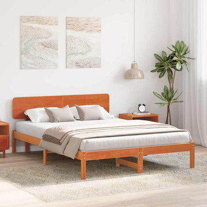 Bettgestell mit Kopfteil Wachsbraun 150 x 200 cm