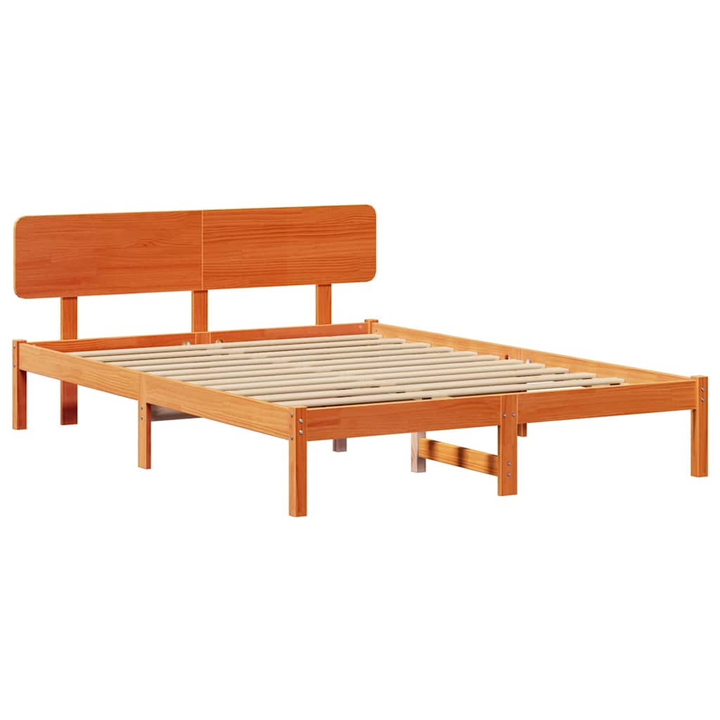 Bettgestell mit Kopfteil Wachsbraun 150 x 200 cm