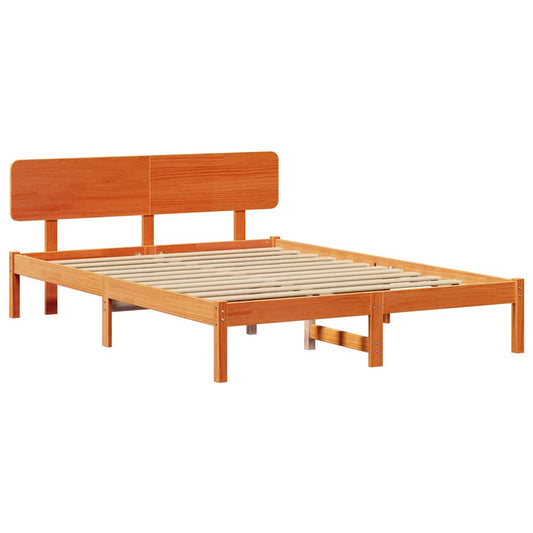 Bettgestell mit Kopfteil Wachsbraun 150 x 200 cm