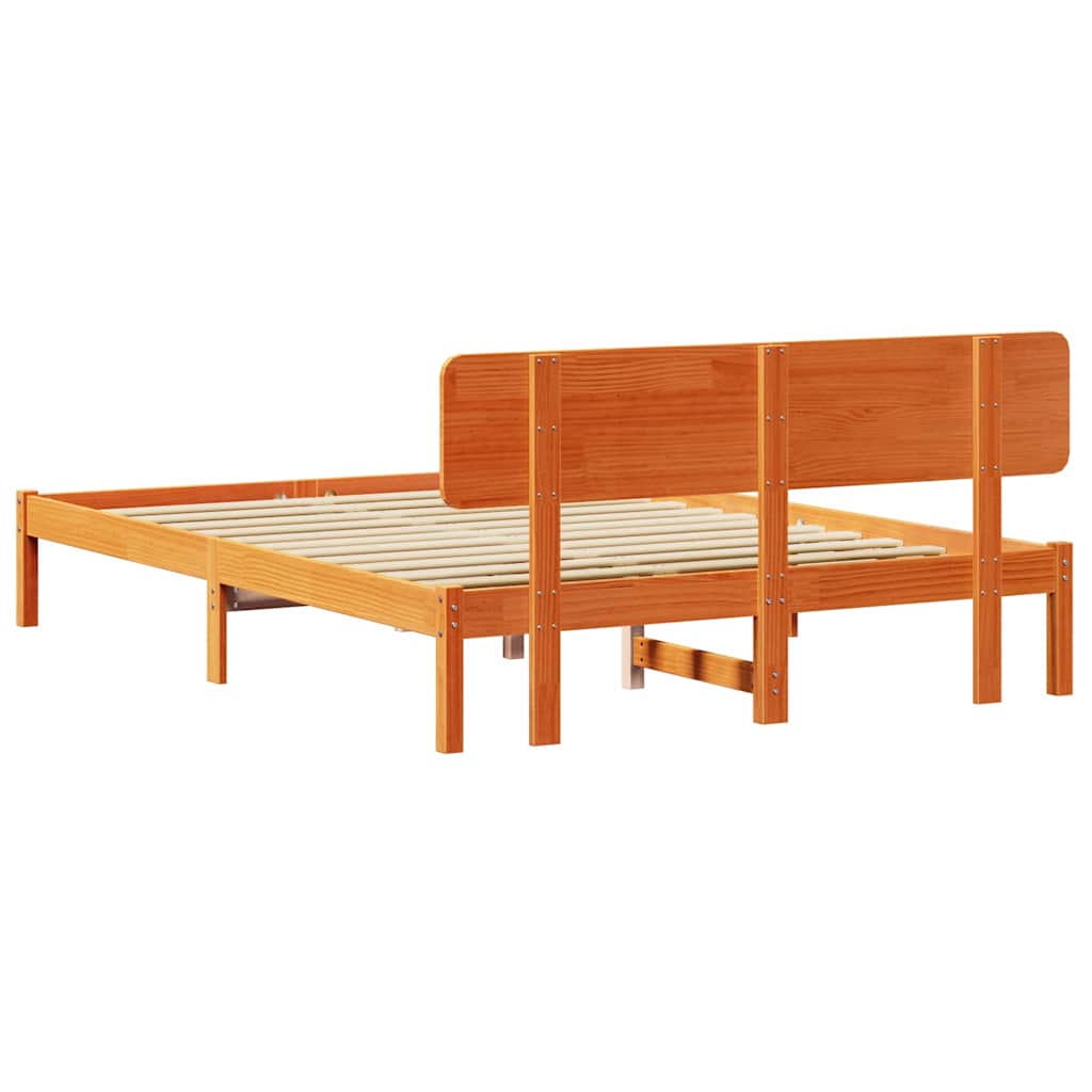Bettgestell mit Kopfteil Wachsbraun 150 x 200 cm
