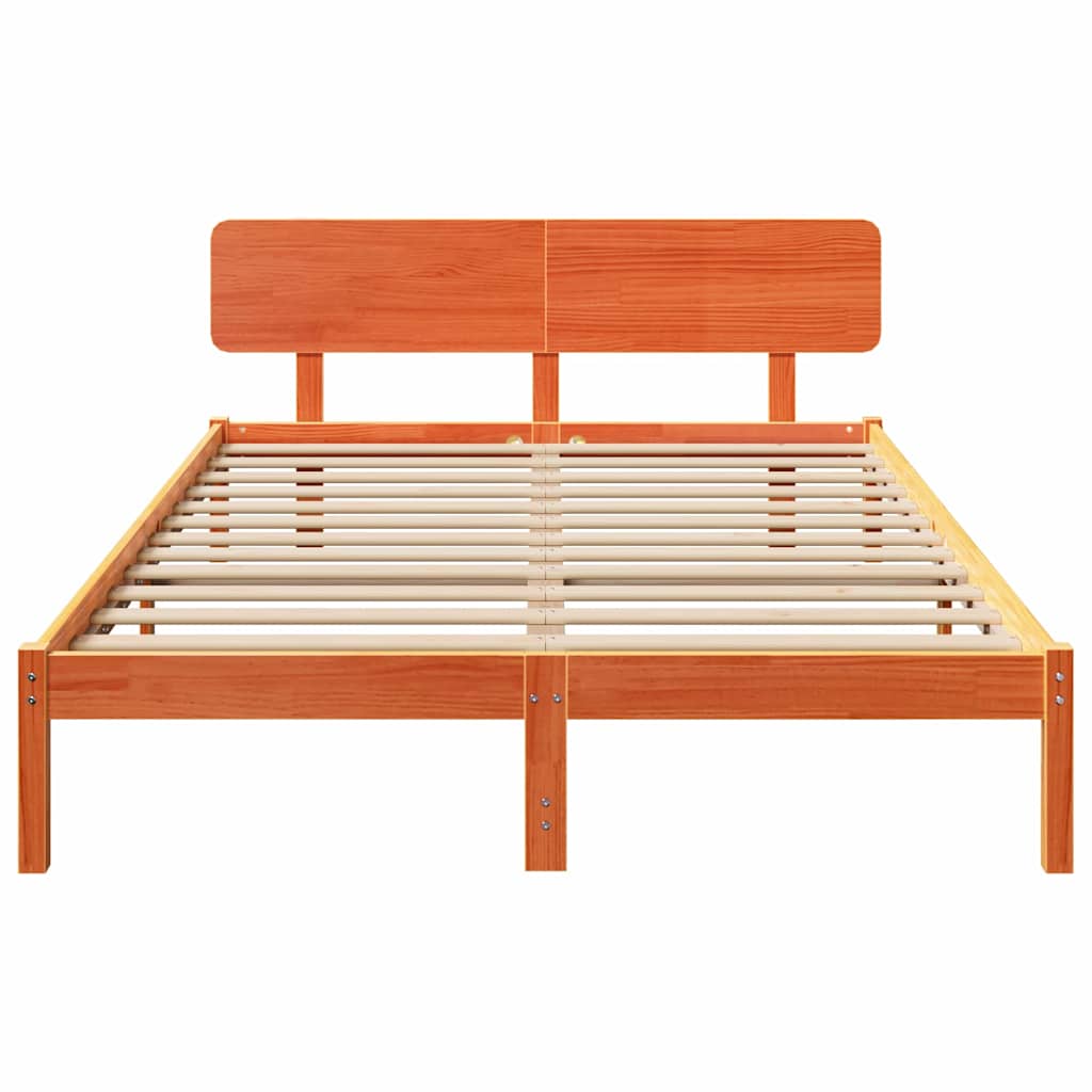 Bettgestell mit Kopfteil Wachsbraun 150 x 200 cm
