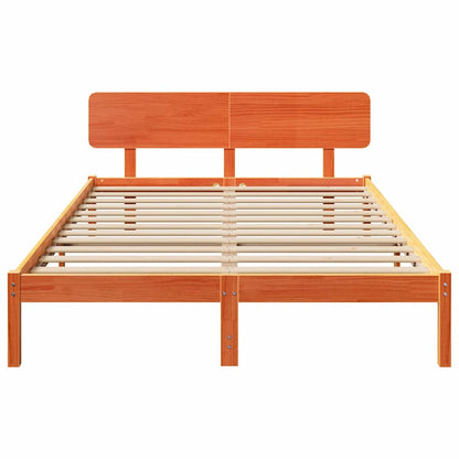 Bettgestell mit Kopfteil Wachsbraun 150 x 200 cm