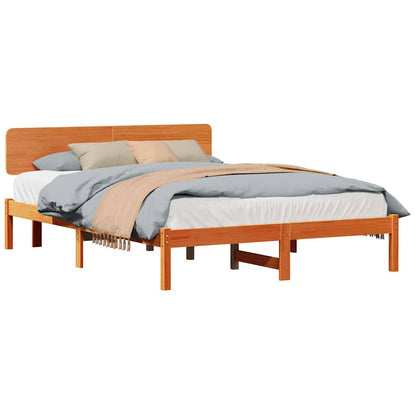 Bettgestell mit Kopfteil Wachsbraun 150 x 200 cm