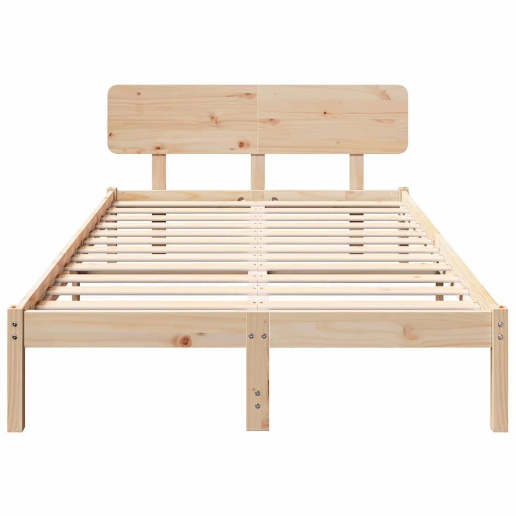 Bettgestell mit Kopfteil Natur 140 x 190 cm