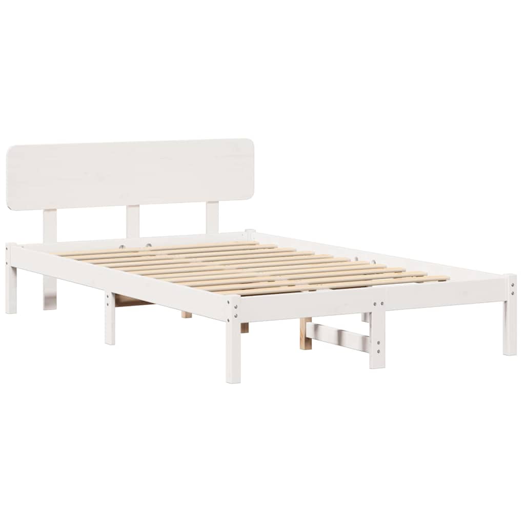 Bettgestell mit Kopfteil Weiß 140 x 190 cm