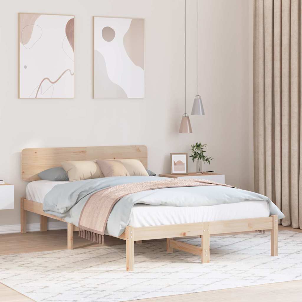 Bettgestell mit Kopfteil Natur 135 x 190 cm
